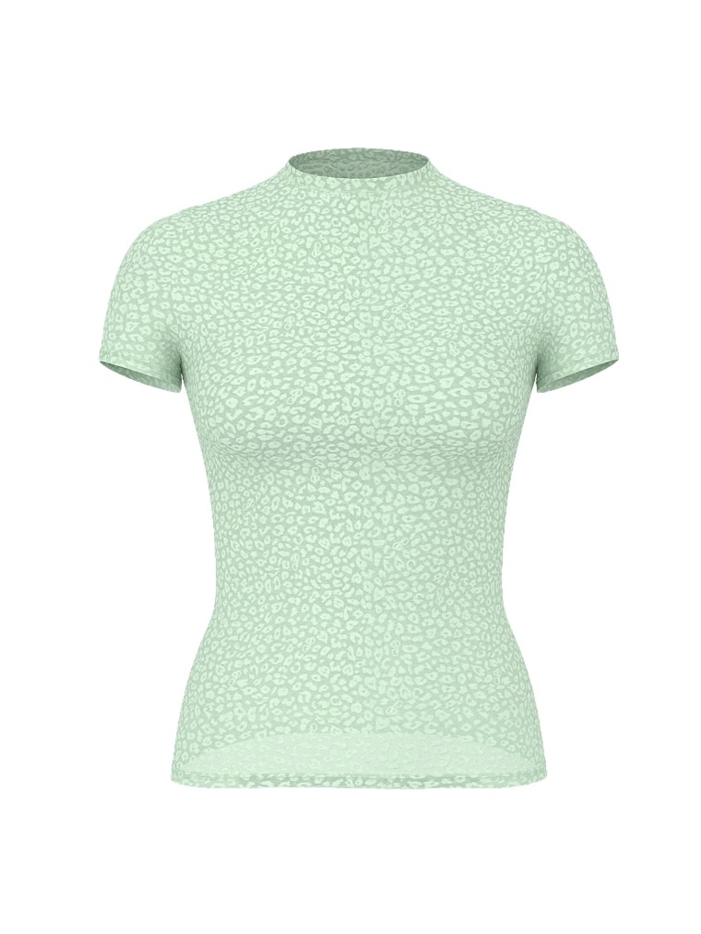 PINK Victoria's Secret Mint Leopard Mock Neck Short Sleeve Tee
